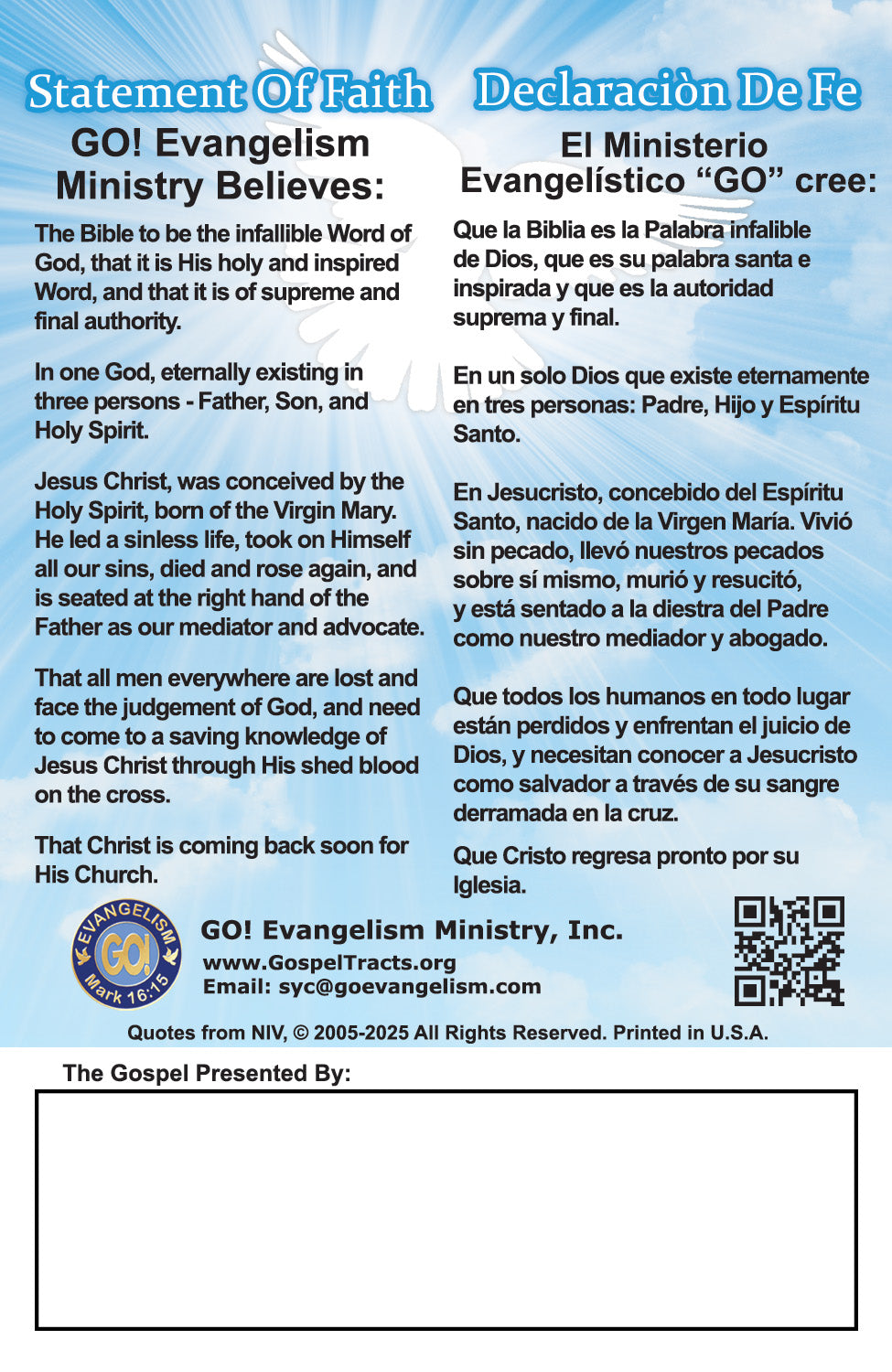 English Spanish & Korean Gospel Bible Tracts
