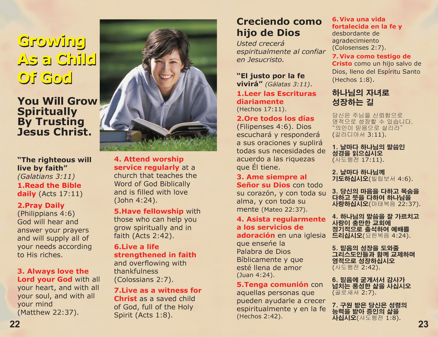 English Spanish & Korean Gospel Bible Tracts