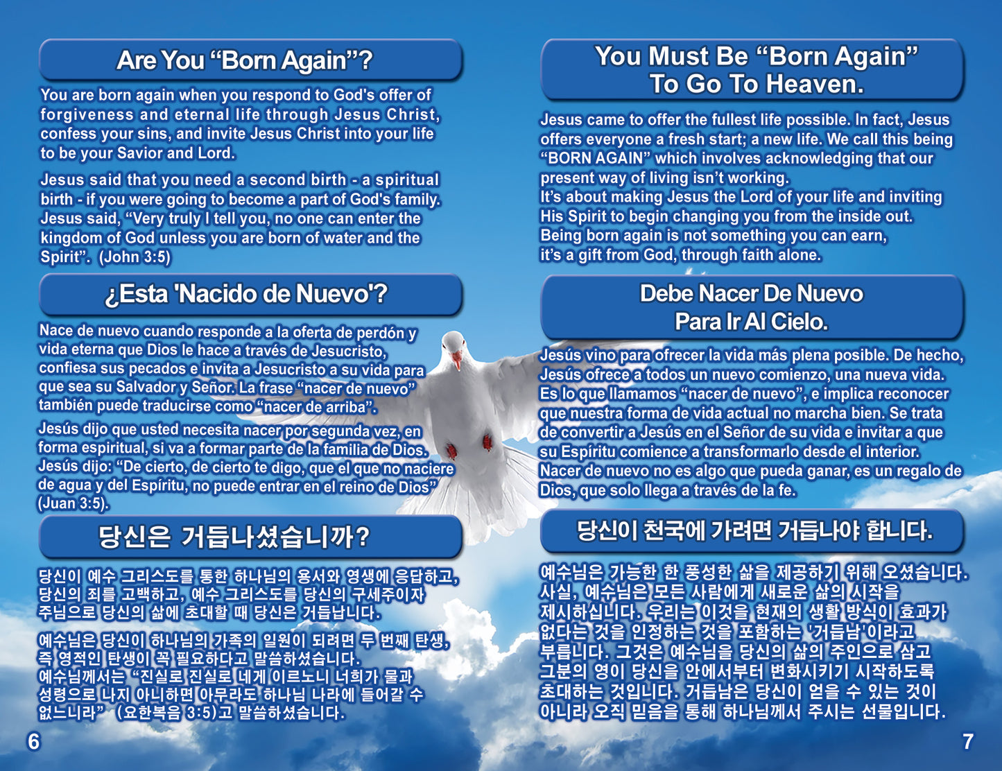 English Spanish & Korean Gospel Bible Tracts
