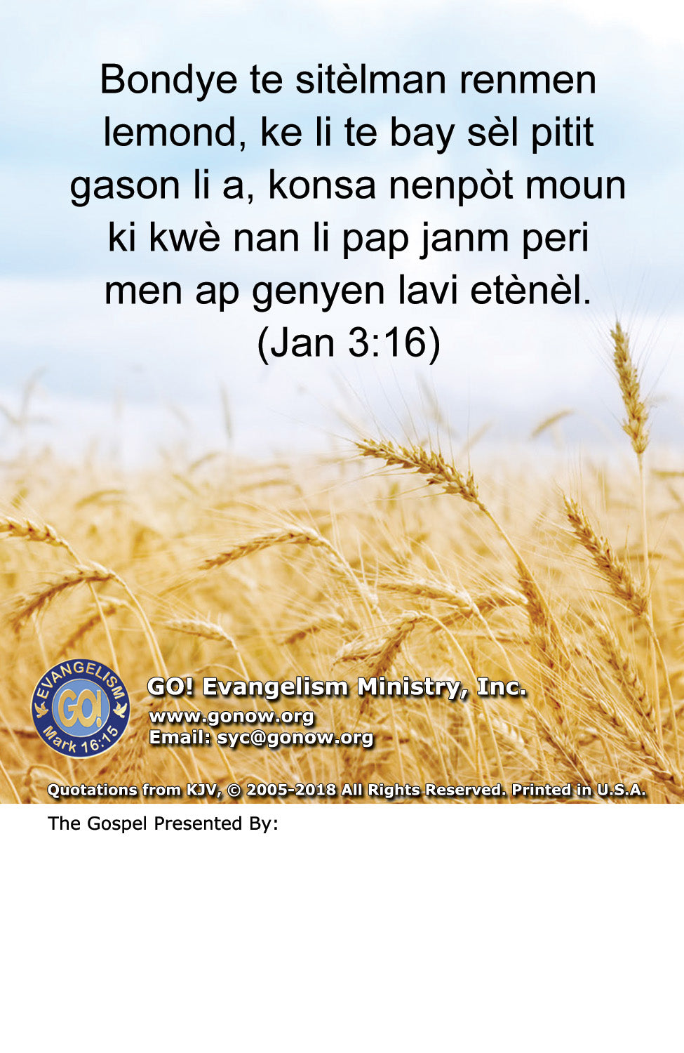 Haitian Gospel Bible Tracts